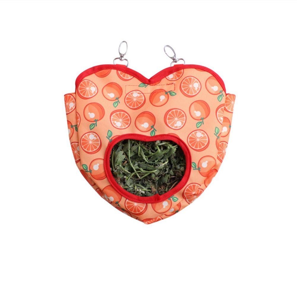 Hanging Heart-Shape Hay Bag Cute Feeding Dispenser Container Rabbit Feeding Bag  Hamster