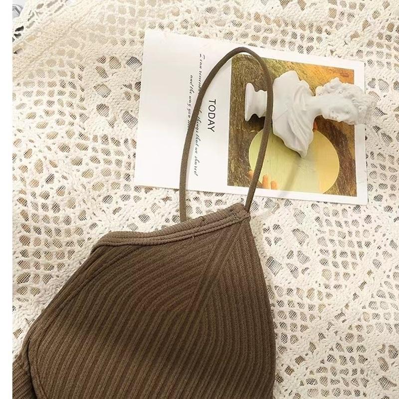 Spring and Summer Products Small Halter Vest With One Piece Fixed Cup Chest Binding Outside Wear Soled Strapless