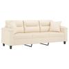 3 Seater Sofa with Cushions Beige 180 Cm Microfiber Fabric