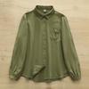 2026 Spring Women's Solid Color Slim Fit Long-Sleeve Single-Breasted Brushed Pocket Shirt