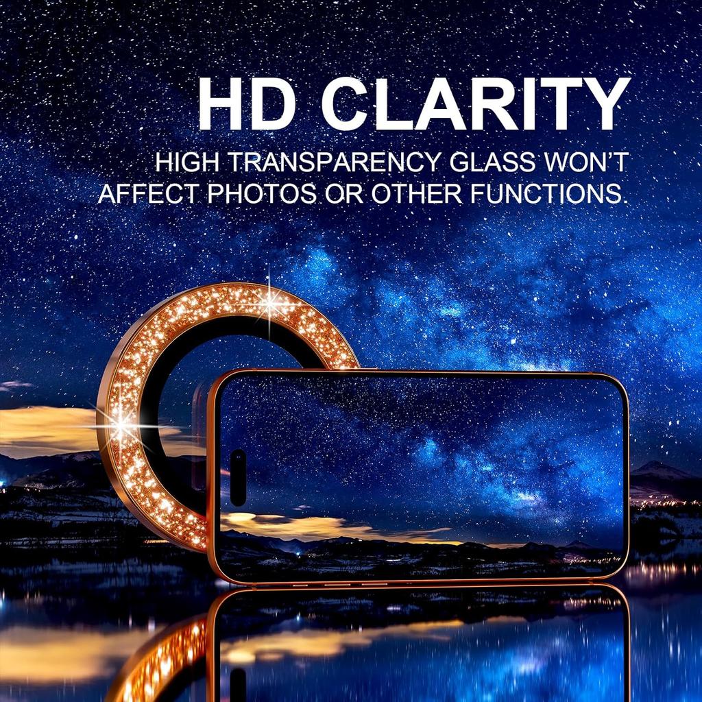 Glitter Orange Camera Lens Screen Protector Cover For iPhone 17 Pro Max Air 17Pro iPhone17 Tempered Glass Protection Decoration Phone Accessories