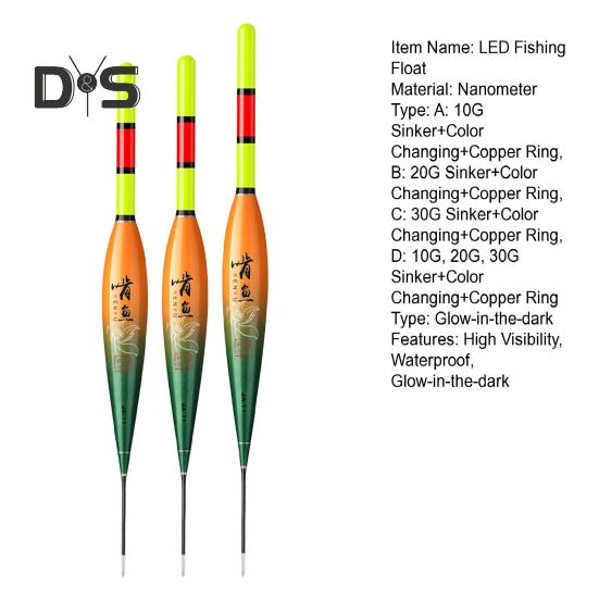 1 Set LED-beleuchteter Angelschwimmer, gut sichtbar, wasserdicht, mit weiter Wurfweite, beleuchtete Boje, Bobber-Schwimmer, Salzwasser, Süßwasser, Karpfenangeln, Zubehör