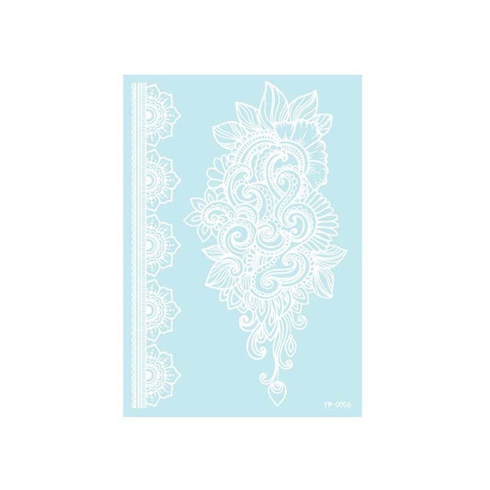 Wedding Tool Luminous Henna Tattoo Sticker White Body Art Sticker Lace Temporary Tattoo  Girls