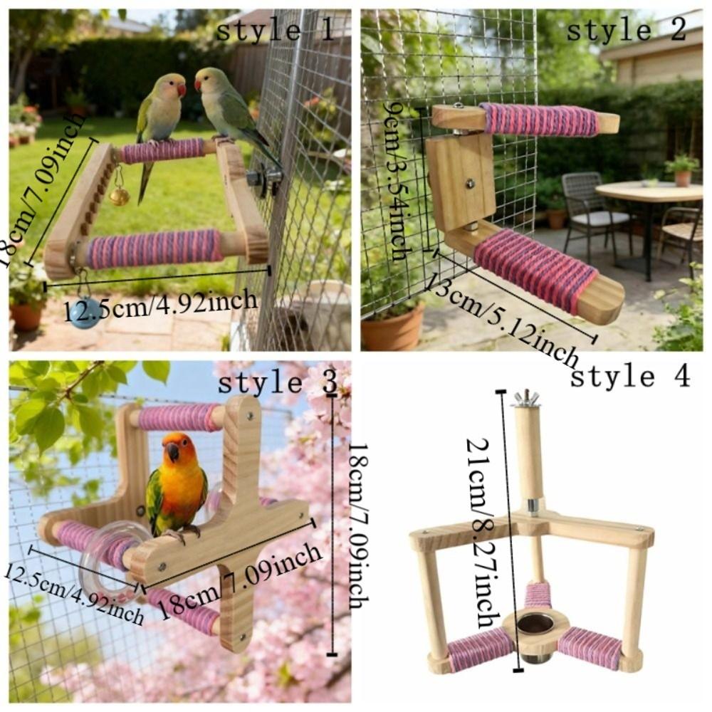 Wood Rotating Bird Perch Toy DIY Windmill Swing Parrot Toy Bird Training Stand  Bird Play