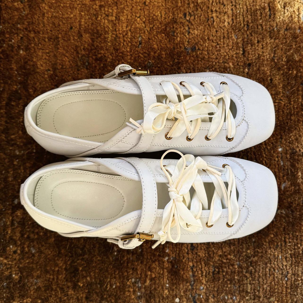 Women s Spring and Autumn Cross Strap Flat Mary Jane Shoes Elegant Round Toe Comfortable Soft Bottom Ballet Shoes 40 белый