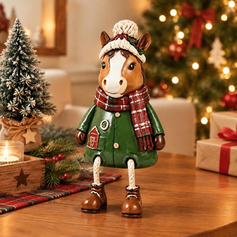 Christmas Resin Character Decoration with Separate Rope Legs, Figurine for Seasonal Home Displays