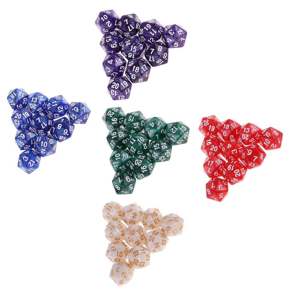 RPG Dice Acrylic D20 Polyhedral Game Board Dice Set for Tabletop Role Playing Board Games