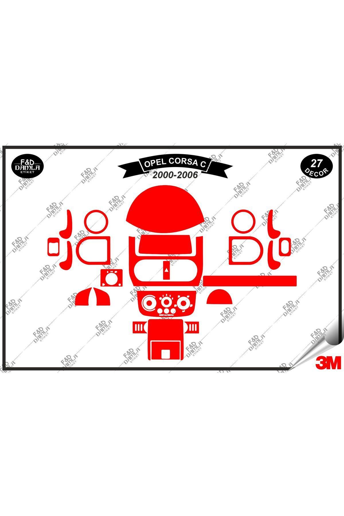 

Opel Corsa C 2000-2006 Torpido Konsol Trim Göğüs Maun Kaplama Set 27 Parça Kırmızı