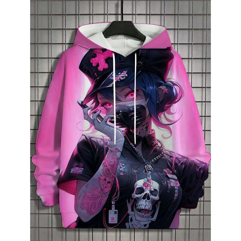 2026 New Men's Samurai Girl Hoodies Fashion Daily Sweatshirts Street Anime Tracksuit Personality Unisex Party Pullovers