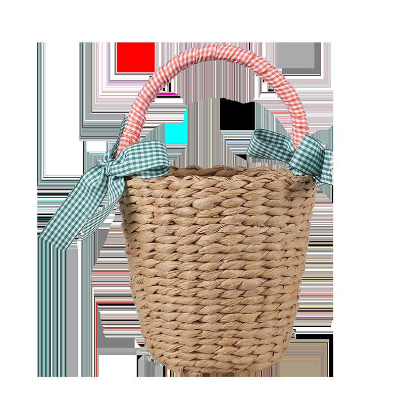 

Bucket Mini Weaving Bag Kids Spring Summer Season Basket Vacation Handbag Beach