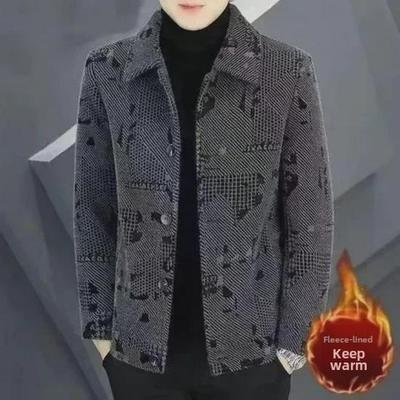 Pánská zesílená vlněná bunda - krátký, teplý zimní kabát