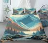 Mountain and Flowing Water Duvet Covers for Teens Adults Queen Quilt Cover with 2 Pillowcase Mountain River Bedding Set No Quilt