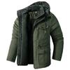 Winter Men's Jacket Large Size Warm Hooded Thickened Multi Pocket Casual Mid Length Coat