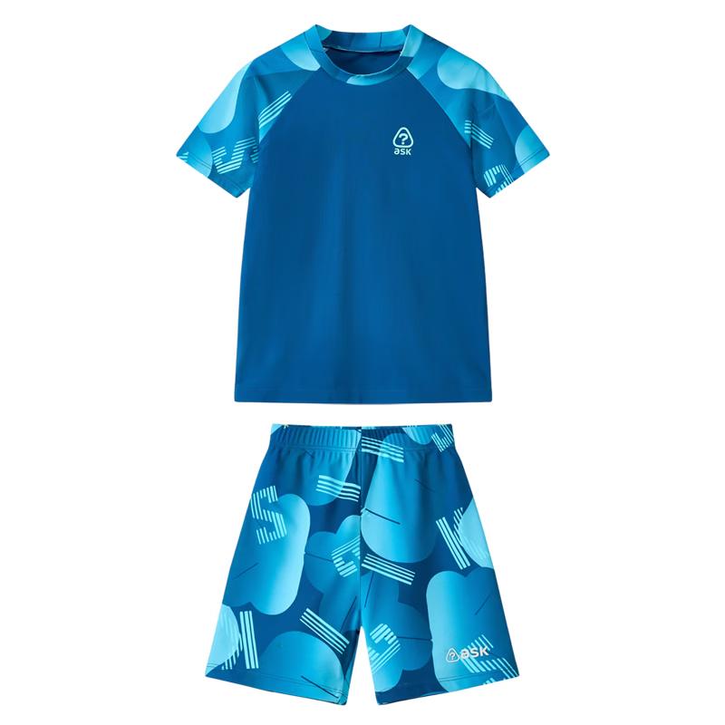 ASK JUNIOR Boys' Short-Sleeve Two-Piece Swimsuit