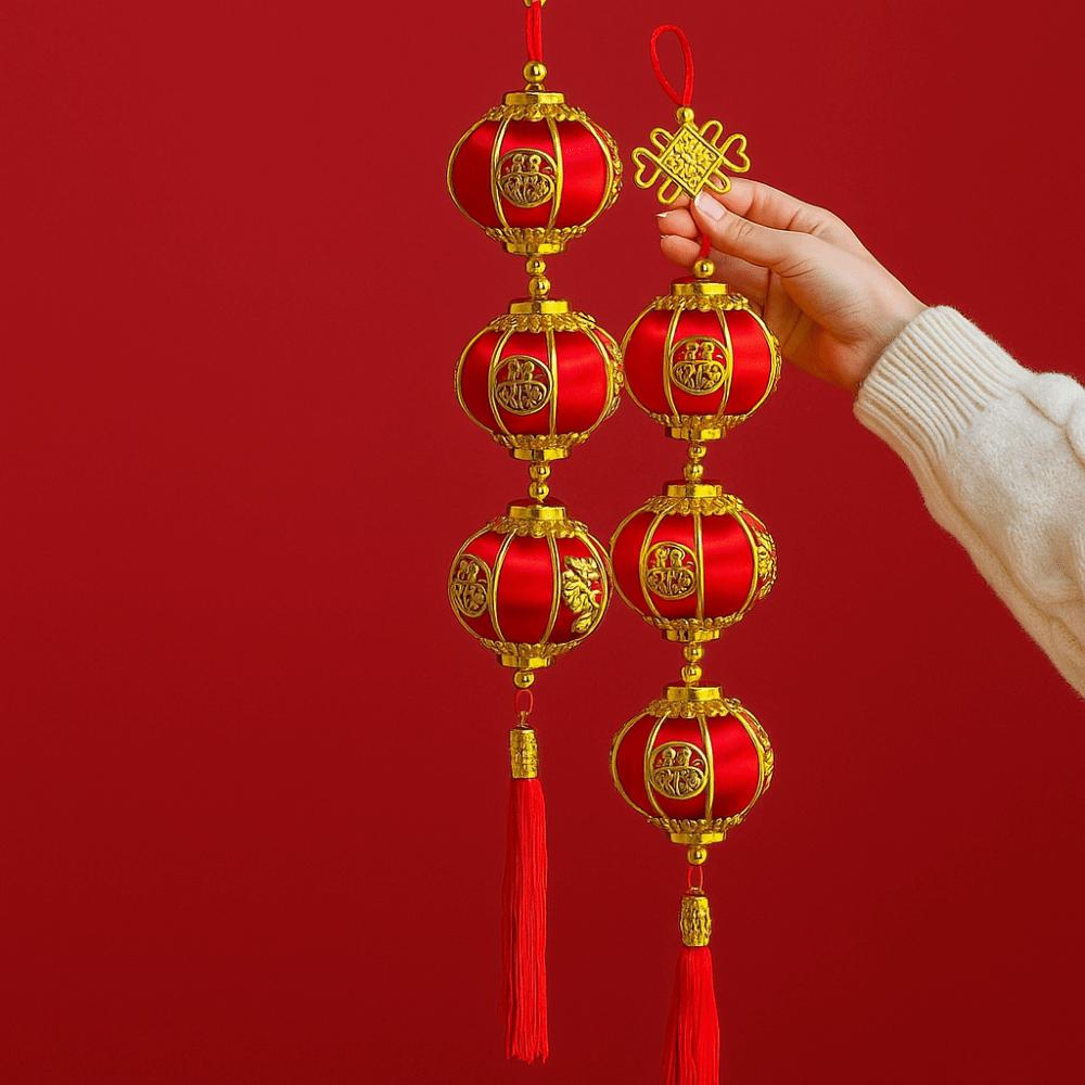 Fu Character New Year Lantern String Chinese Style Spring Festival Hanging Lantern  Window