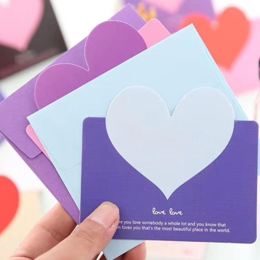 10-40PCS Mixed Color LOVE Heart Shape Greeting Card Valentines Day Gift Wedding Invitations Card Romantic Message Card