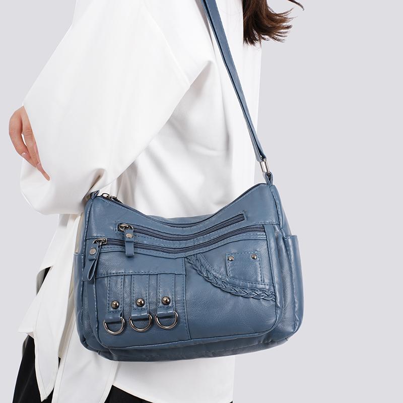 Large Capacity Multi-layer Women's Bag Middle-aged Mother's Bag Soft Leather Crossbody Bag