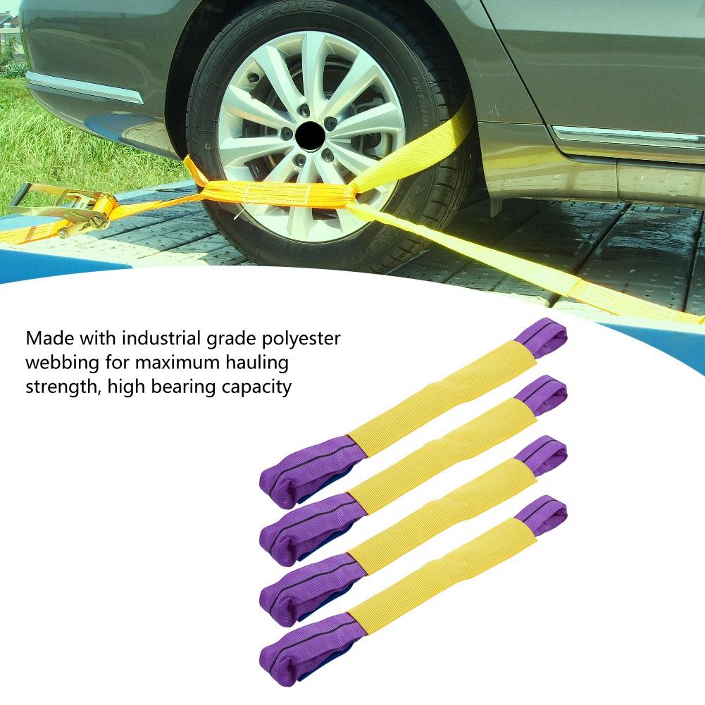 4pcs Recovery Alloy Wheel Securing Link Straps Trailer Transporter Yellow Purple