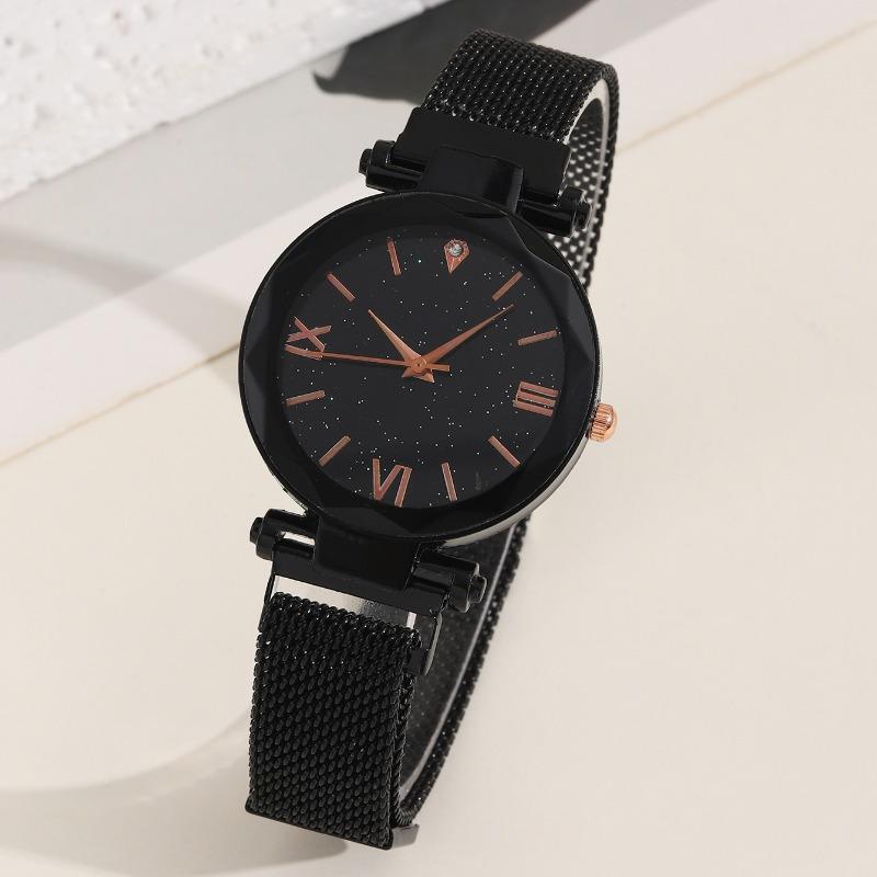 2pcs/set Women's Elegant Watch Fashion Casual Stainless Steel Mesh Band Wrist Watch & Bracelet, Best Gift for Her