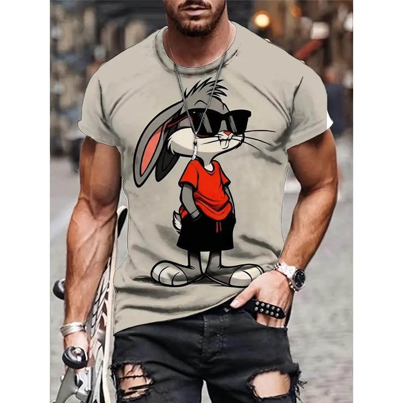Funny Men's T Shirt Aniaml Cat Print Summer Casual Short Sleeve Tee Street Fashion Crew Neck Pullover Male Oversized Clothing