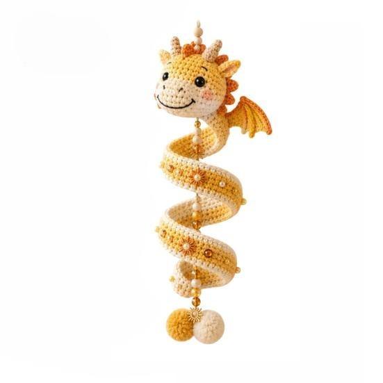 Handmade Yarn Dragon Kit DIY Spiral Hanging Ornament Kit, Easy Assembly Decorative Art Craft, Interactive Crochet for Home Classroom and Festival