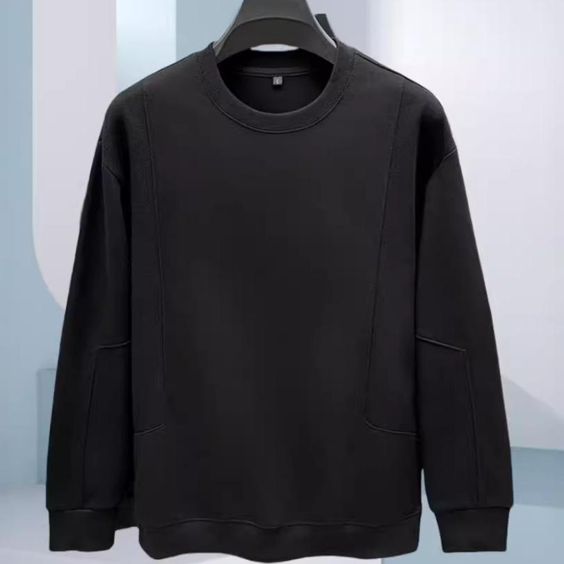 Men's Patchwork Cotton Hoodie - Spring/Autumn Long Sleeve Round Neck Trendy Fashion Top