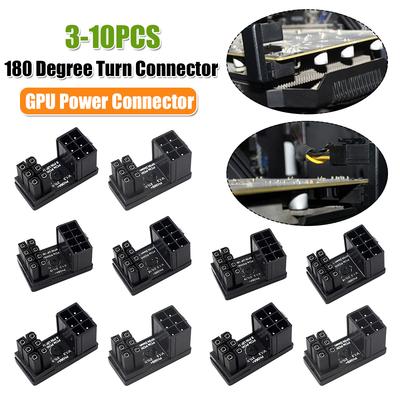 Turn Connector 6 Pin/8 Pin Power Adapter Board 180 Degree Angle GPU Power Connector for PC Computer Graphics Card