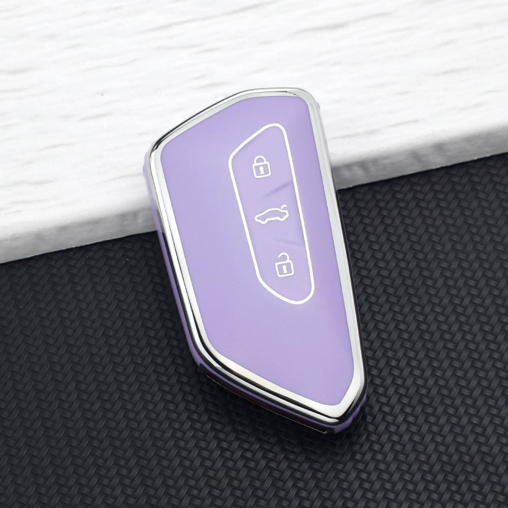 Soft TPU Car Remote Key Case Cover Shell for VW Volkswagen Golf 8  For Skoda Octavia A8  SEAT Leon MK4 Key Fob Chain Accessories