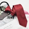 Plain Black Satin 5cm Ultra-Narrow Korean Style Men's Tie with Easy-Pull Zipper for Formal Wear.