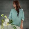 New Arrivals Open Run Women Oversized 7 8 CoTTon Solid Color Back PaTch T shirT