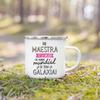 Best Teacher in The World Spanish Printed Mug Creative Coffee Cups Drinks Enamel Cup Vintage Handle Drinkware Gifts for Teacher