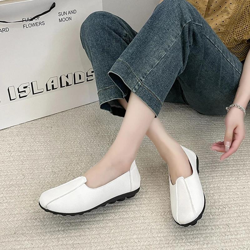 2024 High-quality Hot-selling Solid Color Non-lace-up Cuff Fashion Round-toe Shallow Slip-on Versatile Women's Shoes Zapatos
