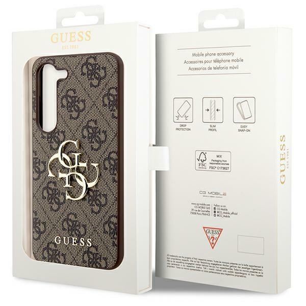 Guess Guhcs24M4Gmgbr S24+ S926Brązowy/Brown Hardcase 4G Duże Metalowe Logo