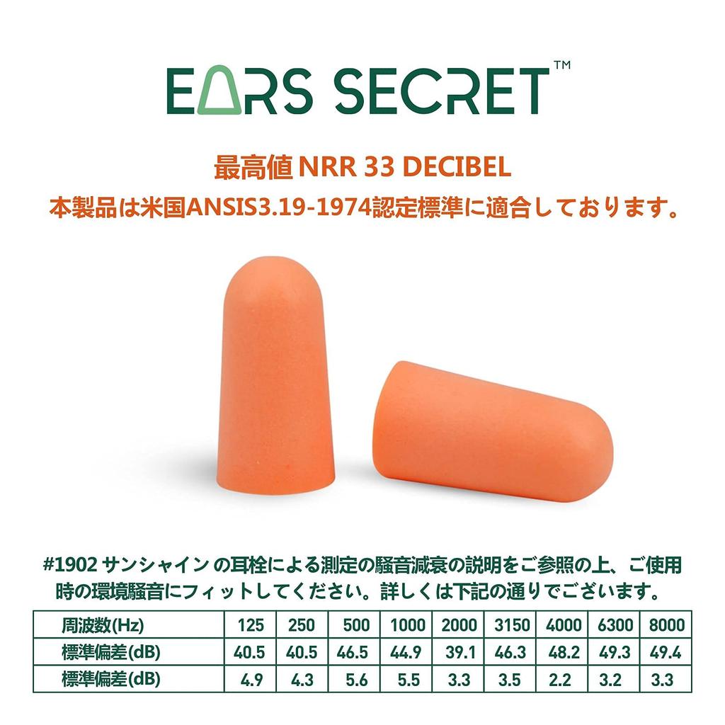 EARS SECRET Superior Sound Reduction of 38dB Large Size Soundproofing for Restful Noise Bullet Construction Skin Color High-Performance Earplugs,