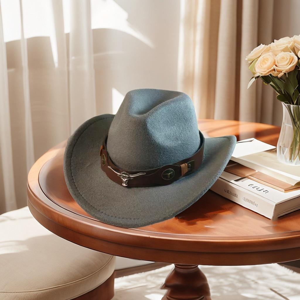 

Felt Cowboy Hat | Rolled Brim Wool Fedora | Equestrian Style M 56-58cm серый