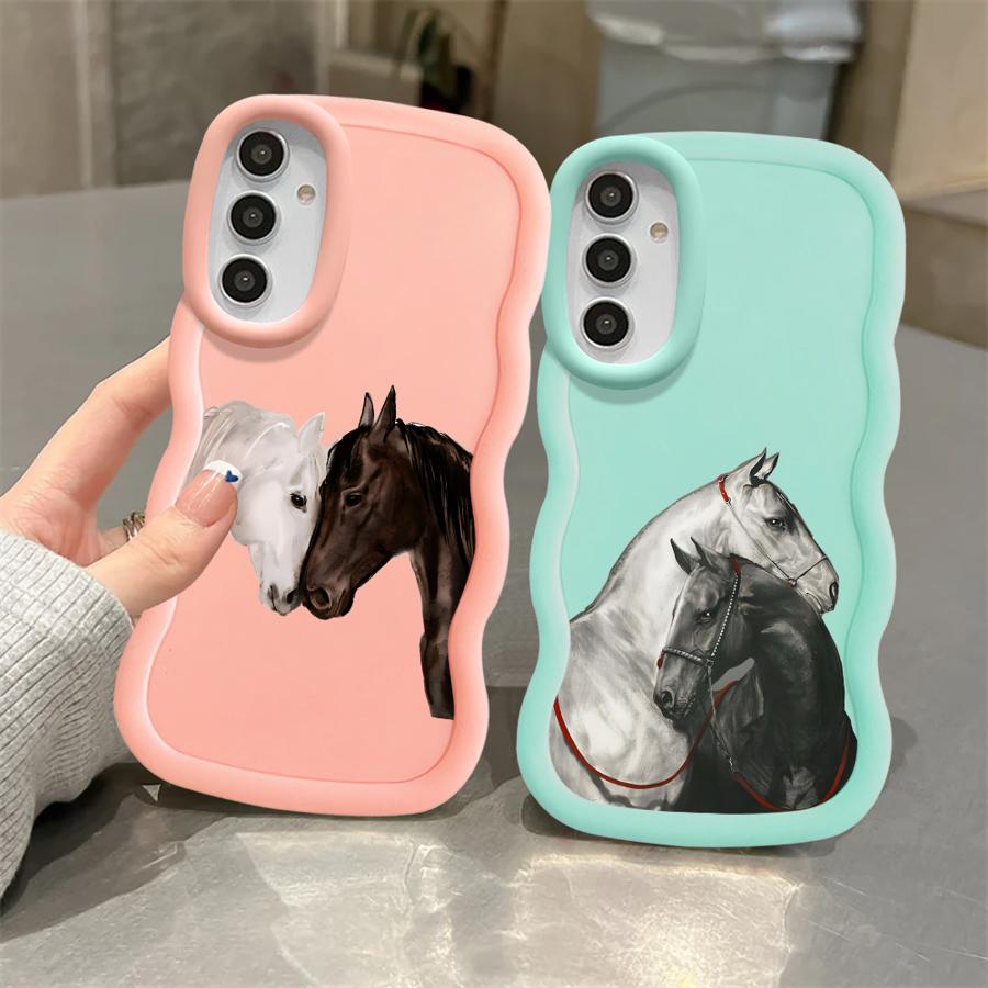 White Black Horse Soft Phone Cover Case for Samsung Galaxy A52 A21s A16 A14 A13 A11 A12 A15 A23 A22 A33 A53 A04 A06 A05 A03