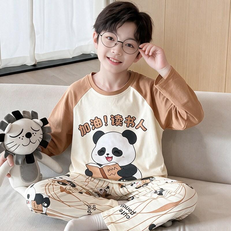 Boys Cotton Pajama Set Long Sleeve Thin Winter Sleepwear Kids 8 Years Cartoon Print Comfortable Home Wear