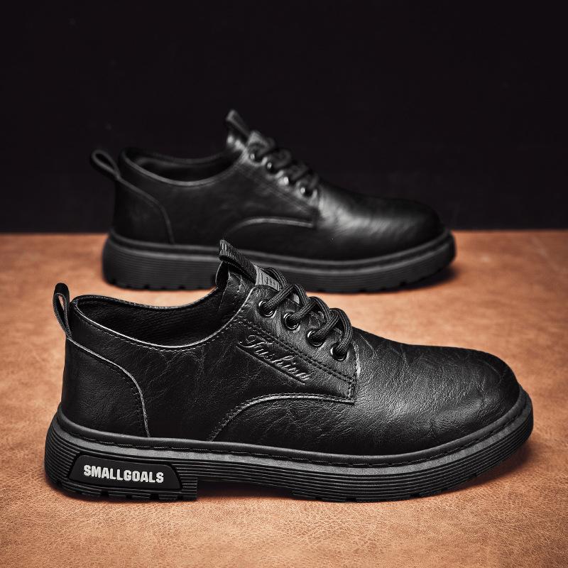 Autumn men's shoes British style round head dress heightening Martin leather shoes fashion new versatile men's work business shoes