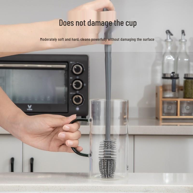 Long-Handle Rotating Silicone Cup & Baby Bottle Brush for Tough Stains