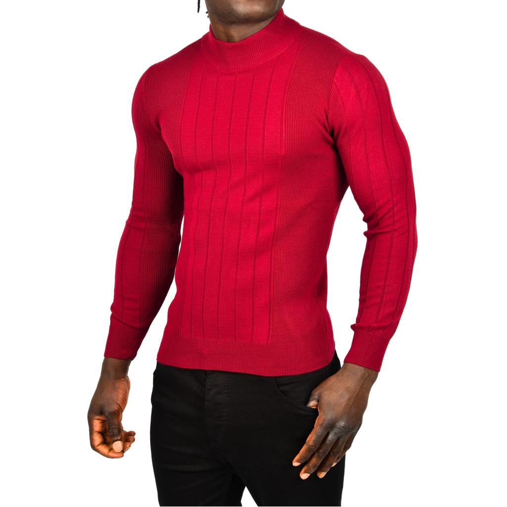 DeepSEA Yarım Balıkçı Yaka Çizgili Tüylenmeyen Slim Fit Triko Kazak 2505491