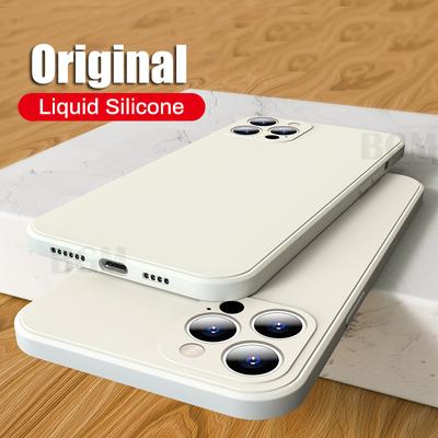 Oficjalne kwadratowe etui z płynnego silikonu do iPhone 12 13 11 Pro Max Mini Xs X Xr 7 8 Plus Se 2 Oryginalne cienkie miękkie etui Candy Coque