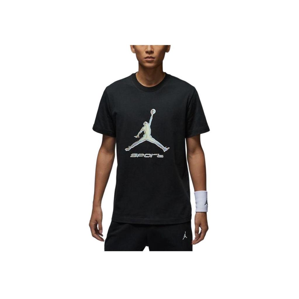 Jordan Sports Lifestyle Series Breathable Quick-Dry Letter Comfortable Short Sleeve T-Shirt Men Tops Black HQ7985-010