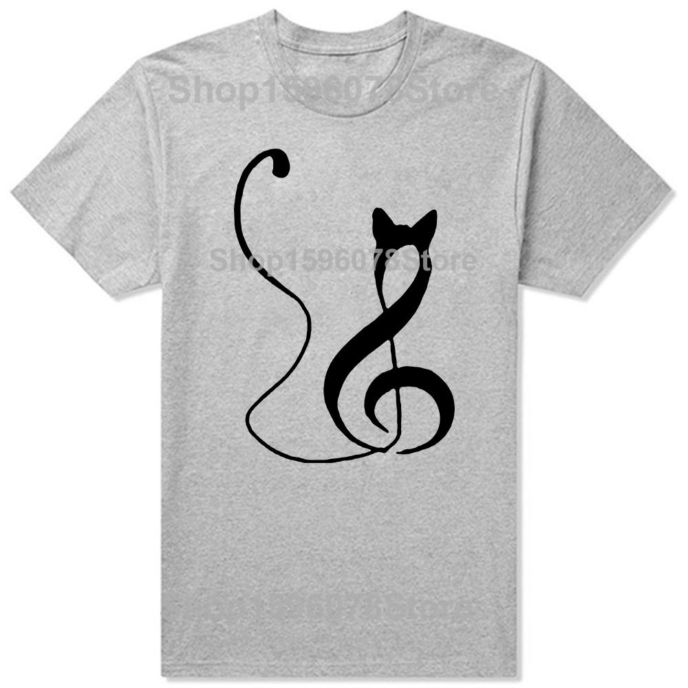 Funny Music Note Cat Lover Graphic 100 Cotton Tshirts Men Womens Fashion Casual Tshirt Loose Oversized Streetwear T Shirt