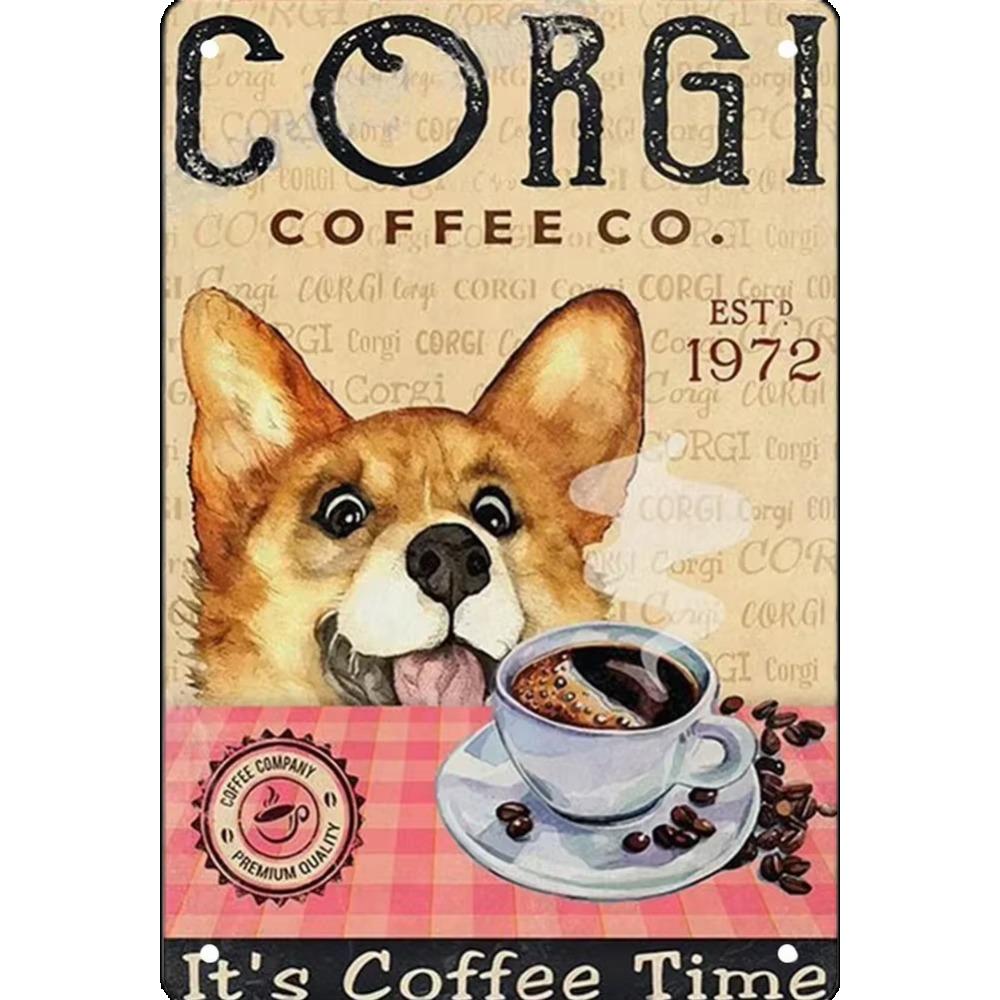 1PC Thick Metal Tin Sign-Corgi Dog Tin Sign -Novelty Posters,Home Decor Wall Art,Funny Signs for Home/Kitchen/Garage/Man Cave