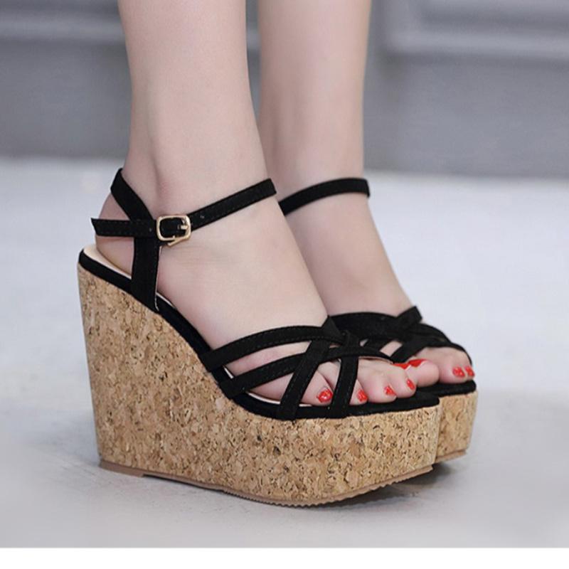 

Fashion 13cm super high heels narrow band gladiator sandals women ankle strap platform sandalias mujer 2025 summer wedges shoes women 4.5