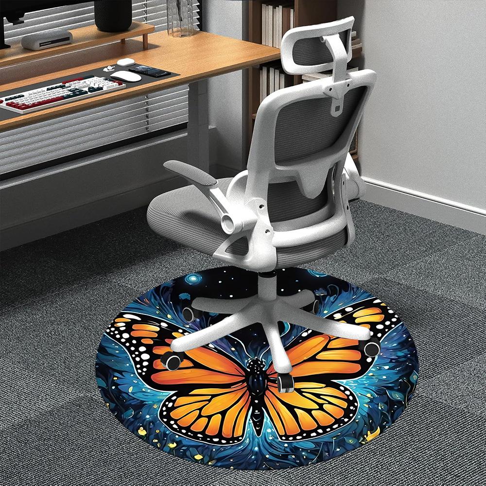 

1pc Butterfly Night Office Round Area Rug, Indoor Mat Suitable ForOffice, Under Office Chairs Bedroom Living Room Home Decor, Room Deco D067 80cm by 80cm