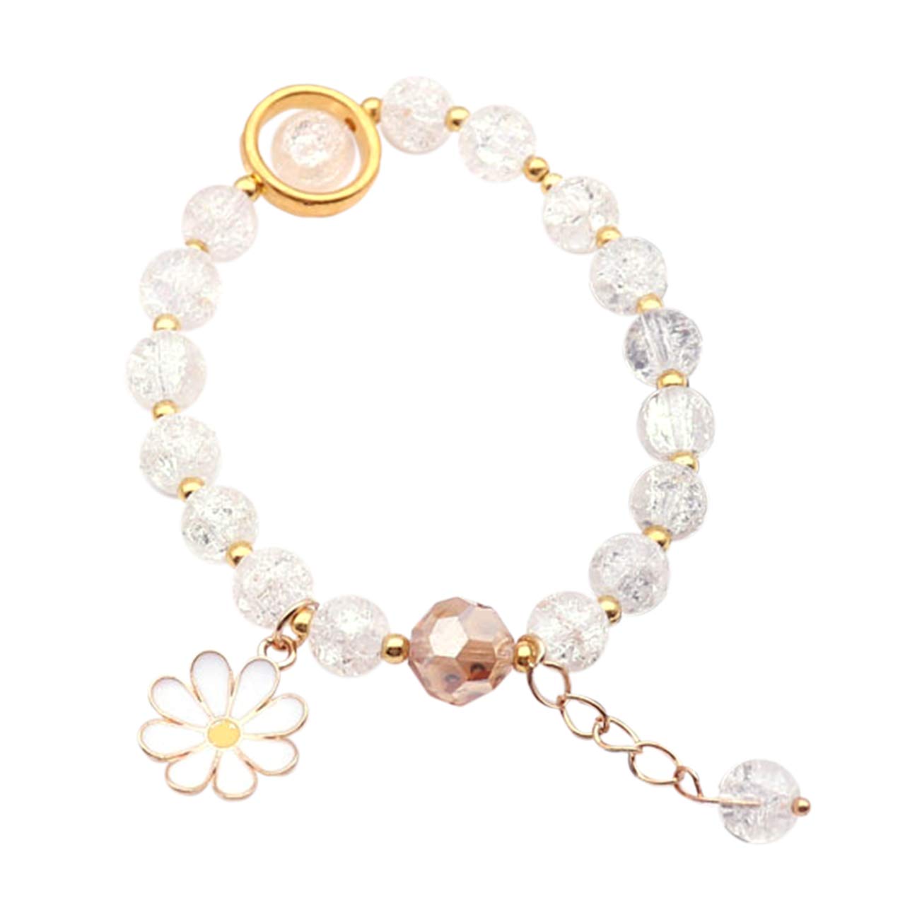 

Chrome Crane Women s Bracelet, Prayer Beads, Small Flowers, Multicolored Jewelry Accessory, WB113 (06.White)