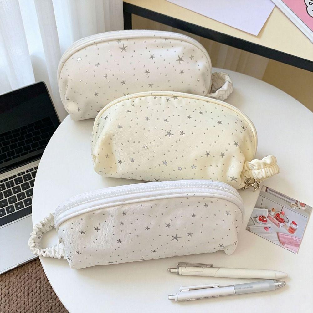 Multi-layer Pen Bag Star Polka Dot Stationery Bag Multi-Compartment Pencil Pouch  Gift