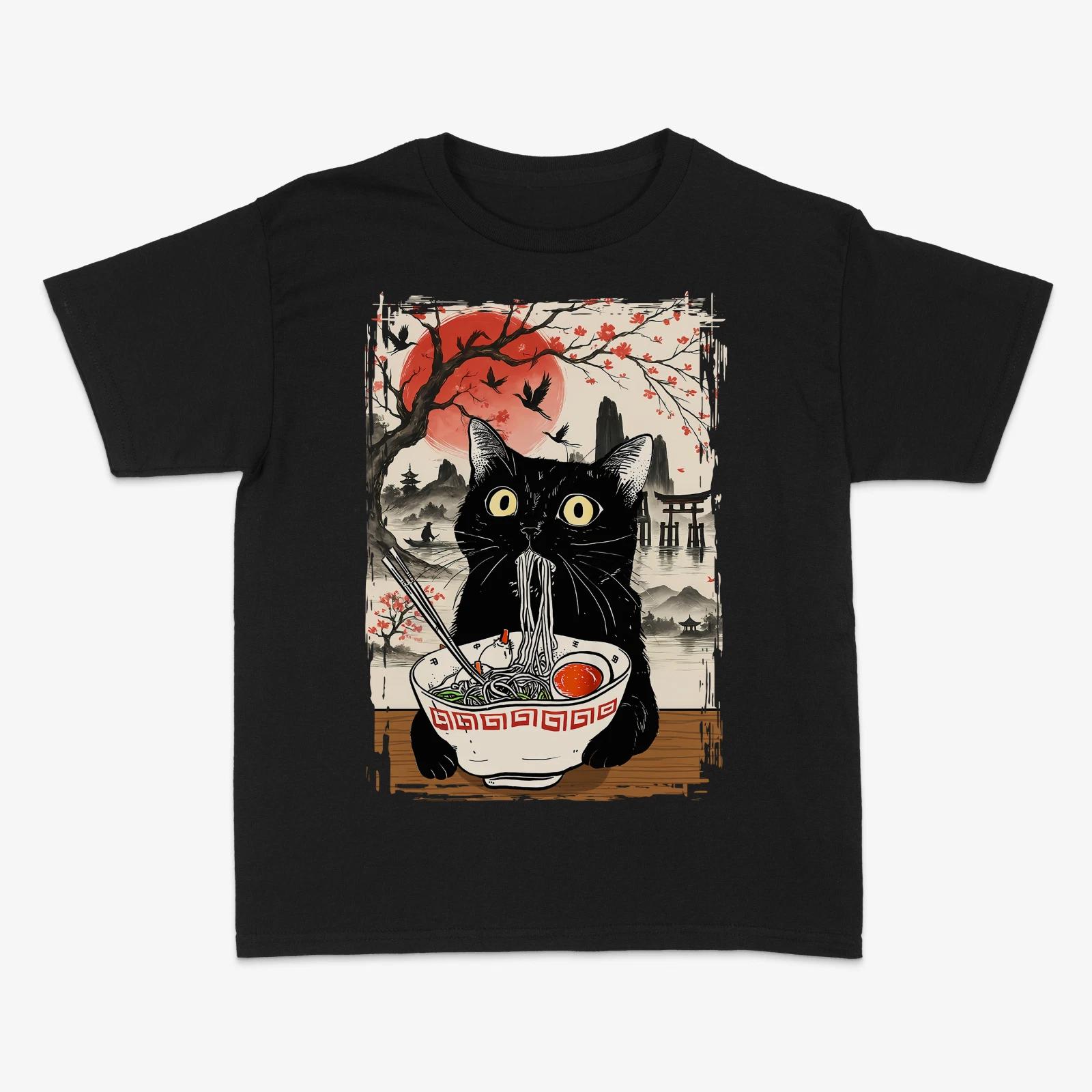 Cat Eating Ramen Shirt, Cute Gift For Cat Lover, Funny Cat Meme Cat Shirt XL