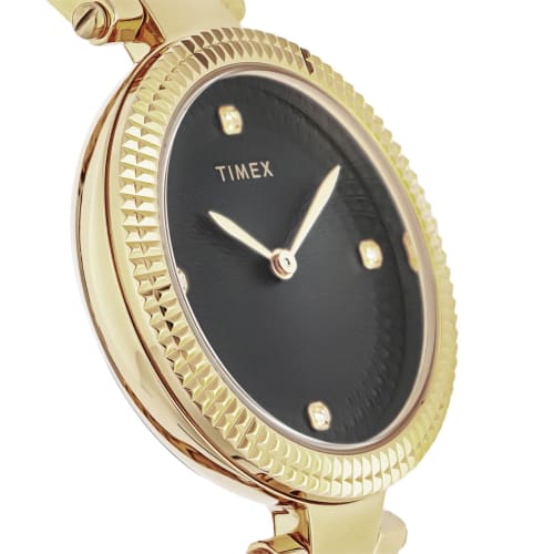 TIMEX Adoon 32mm America Watch (TW2V24100) Women's Gold with Black Dial, Brass, Mineral Glass, and Quartz Movement